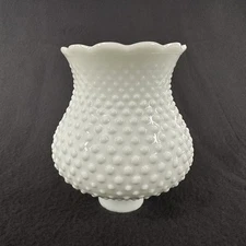 White Milk Glass Hobnail Lamp Globe 5-1/4" Tall 4-1/2” Diameter 1-5/8" Fitter