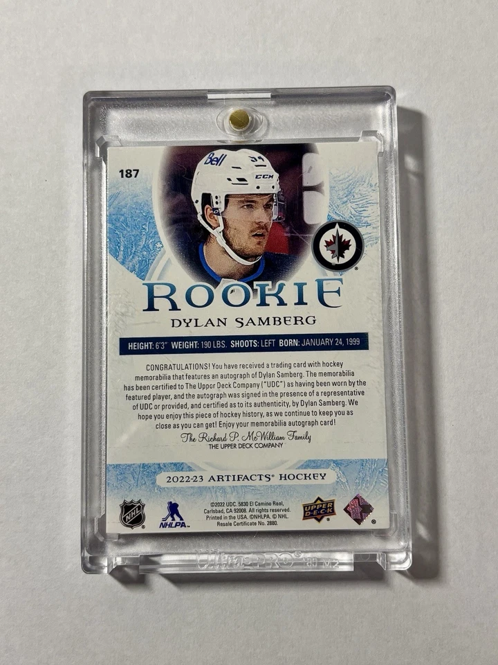 2022-23 Upper Deck Artifacts Dylan Samberg Green Rookie Patch Auto RPA /45 #187 - Image 2 of 2