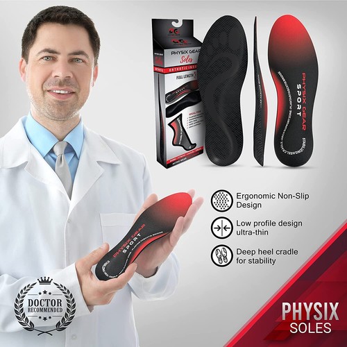 Physix Gear Sport inserto ortopetico lunghezza intera con supporto arco migliore soletta per scarpe - Foto 2 di 4
