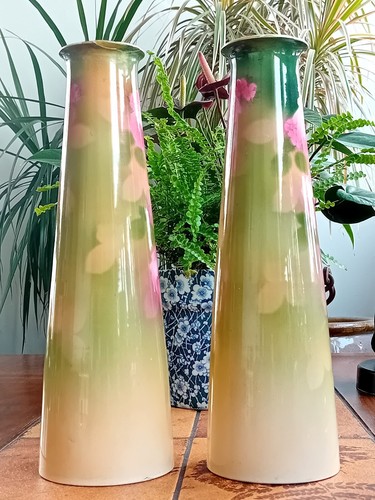 Large Antique Art Nouveau Wilkinson Ltd Staffordshire Ceramic Vases - Picture 4 of 9