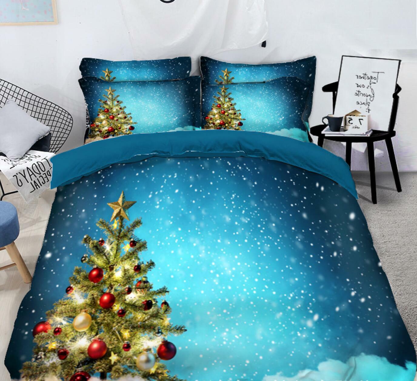 3D Yellow Ball Tree M766 Kołdra Świąteczna Kołdra Poszewka na kołdrę Christmas Bed Fay Monopol salonów