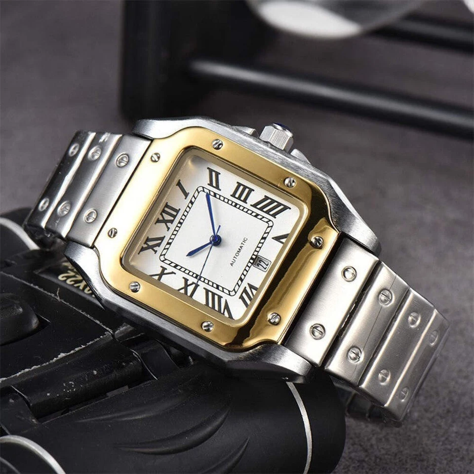 Waterproof 30m, 40mm Di Men's Casual Stainless Steel 3-Pin Quartz Square Watch - image 3 of 4