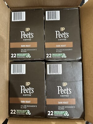 4 Boxes Of Peet's Major Dickason's Blend Keurig 22 K-Cups Dark Roast  Coffee