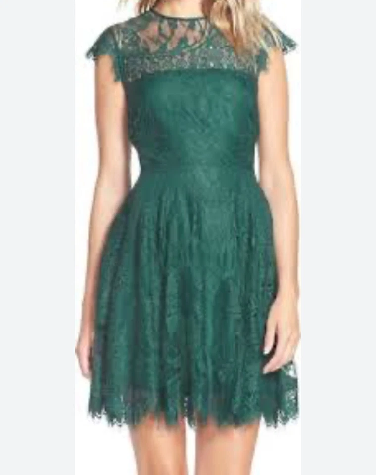 BB Dakota Rhianna открытый назад кружева Fit & Flare коктейльное платье зеленый женщин размер 2 - Изображение 2 из 4