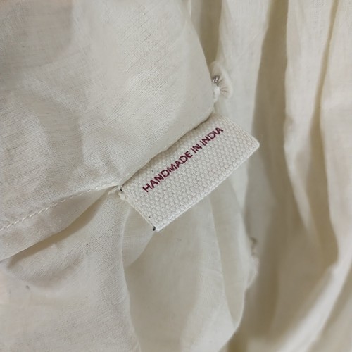 Maxi abito Buna Studio panna cotone ricamo floreale nappe bottoni XL - Foto 15 di 19