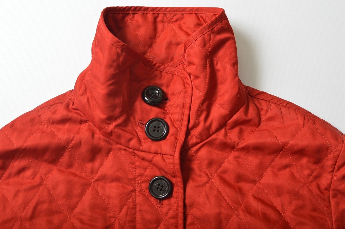 美品 レディース バーバリー ジャケット 赤 XS Burberry London Womens Red Quilted Jacket Check Lining
