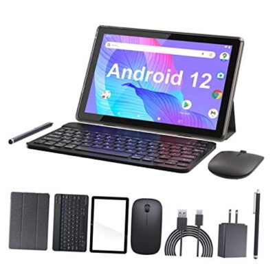 Tablet 10.1 Inch Android 12 OS Tableta, 2 in 1 Tablets with Keyboard, Mouse, 