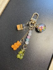 Gummy Bear Bag Charm Keychain Crystal Keyring Handbag Charm Fun Key Fob Orange