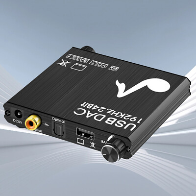 Optical Digital to Analog Audio Converter DAC 192KHz Coaxial RCA USB Sound Caruy