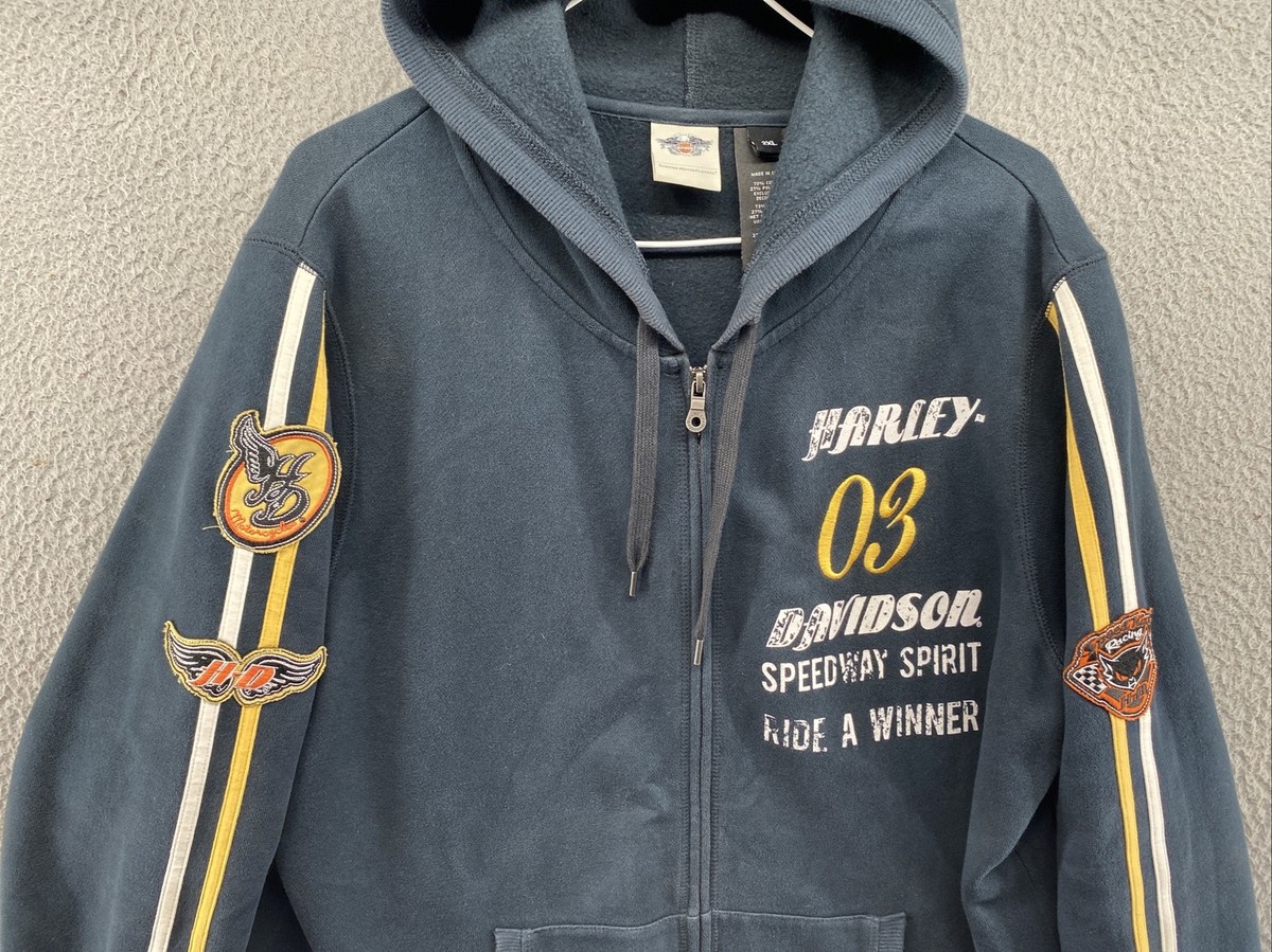 Harley-Davidson☆スカルロゴ ジップアップフーディLサイズ Willie G(TM) スカル・カラーブロック・ジップ・フロント