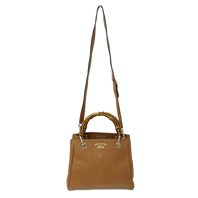 GUCCI 336032 Bamboo Handle 2Way Leather Brown Hand Bag GUCCI 336032 Bamboo Handle 2Way Leather Brown Hand Bag