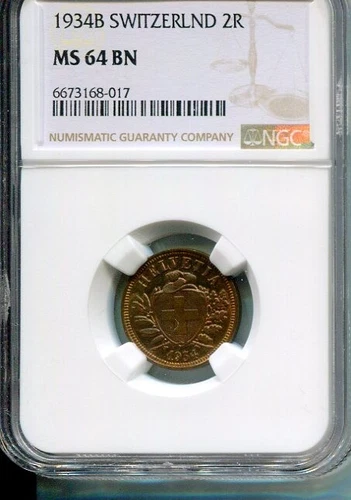 SWITZERLAND 1934B 2 RAPPEN NGC