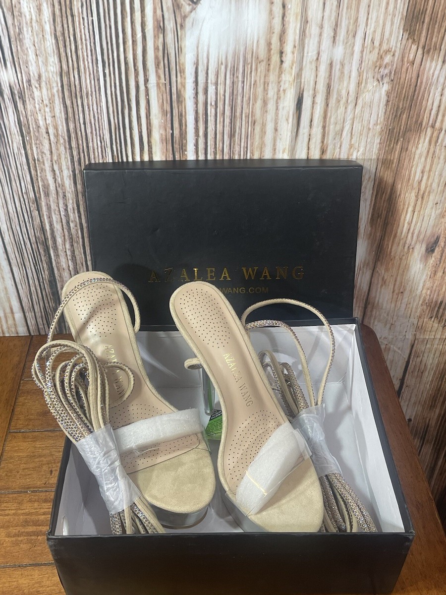 Azelea Wang Lucite Clear Rumor Nude Platform Lace Up High Heels Shoes Size  9 | eBay