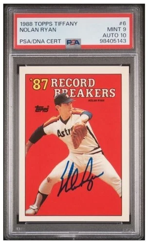 1988 Topps Tiffany Nolan Ryan Signed Baseball Card PSA 9 PSADNA 10 Certified HOF