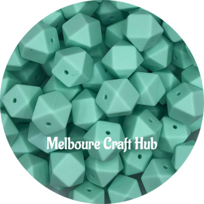 5 silicone beads MINT 17MM Hexagon BPA free DIY jewellery