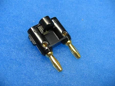 (1) BLACK Double Banana Plug, GOLD PLATED, (14-22 AWG)