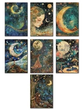 7 Assorted All Occasion Note Cards Blank Greeting Cards w/Envelopes Celestial