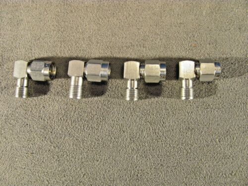 Set of 4 SMA Male to SMA Female Right Angle Coax Connector Adapter SILVER <512>