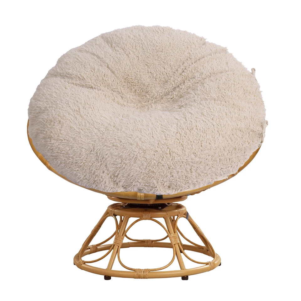Shaggy Cover for Papasan Cushion Fluffy Faux Fur Papasan Chair Slipcover w/8Ties - Image 4 of 4