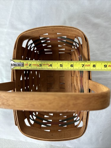 Longaberger Basket Medium with Handle 1990 Signed Green and Red 11x11x8 - Picture 7 of 9