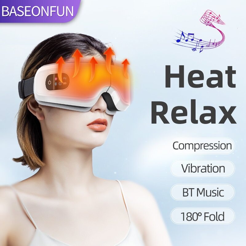 Eye Massager Heated Eye Mask With Compression Massage Music For Migraine-image