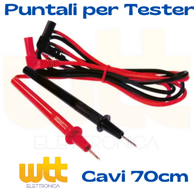 Coppia puntali per tester rosso nero a norme CATII 1000V 70cm