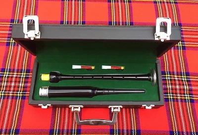C C Scottish Highland Rosewood Silver Mounts Practice chanter + carry box/chanter