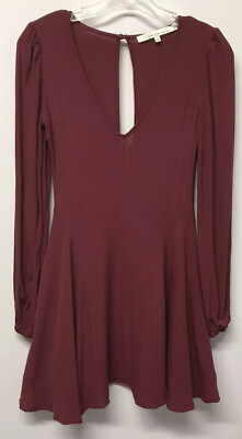 Lovers + Friends Long Sleeves Mini Dress S Asymmetrical Burgundy Keyhole Back | eBay Lovers + Friends Long Sleeves Mini Dress S Asymmetrical Burgundy Keyhole Back | eBay
