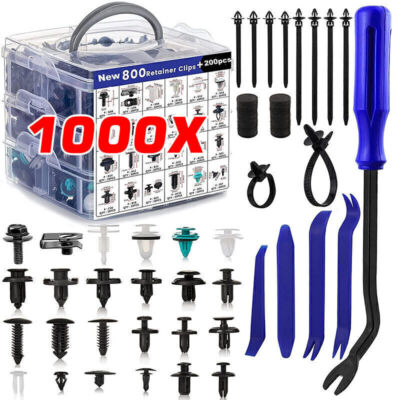 1000PCS Car Retainer Clips Auto Fasteners Push Trim Clips Pin Rivet Bumper Kit