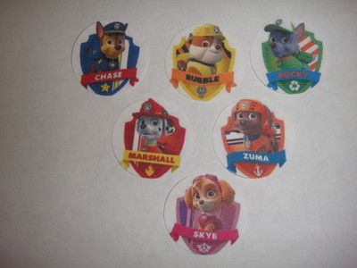15 paw patrol with names flat back buttons or pin badge cabochons  magnets