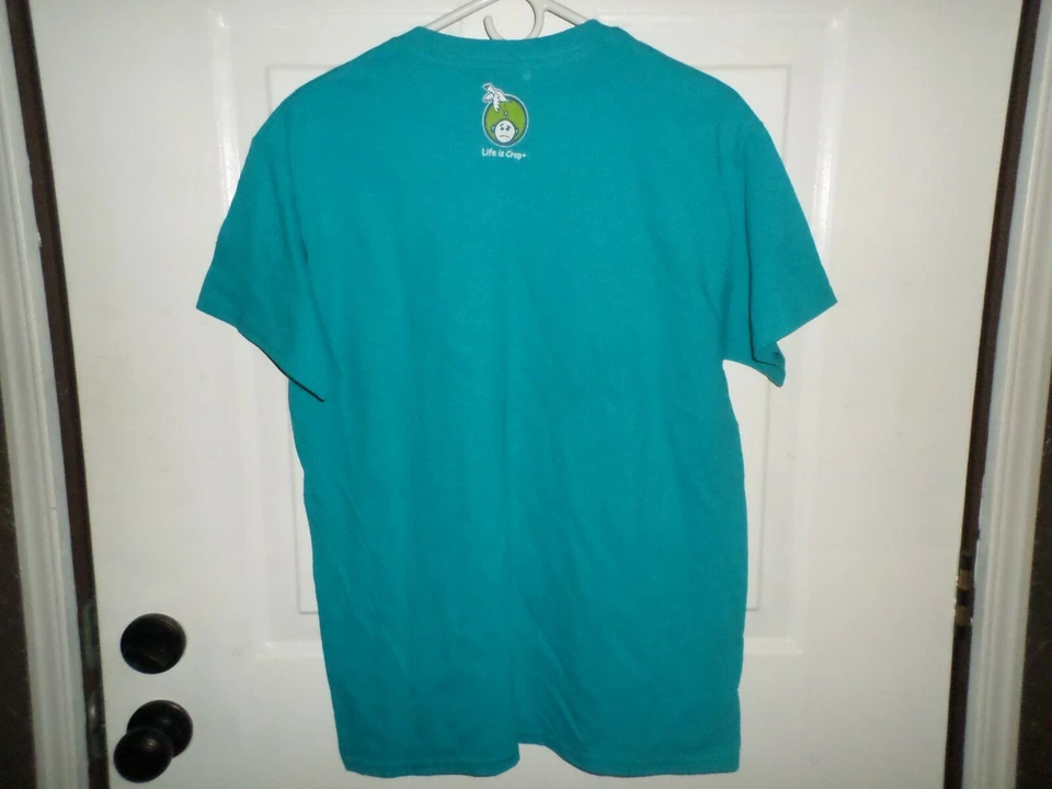 Camiseta Life Is Crap Azul Fuera de Café 100% Algodón Mediana Nueva Con Etiquetas Foto 4 de 4