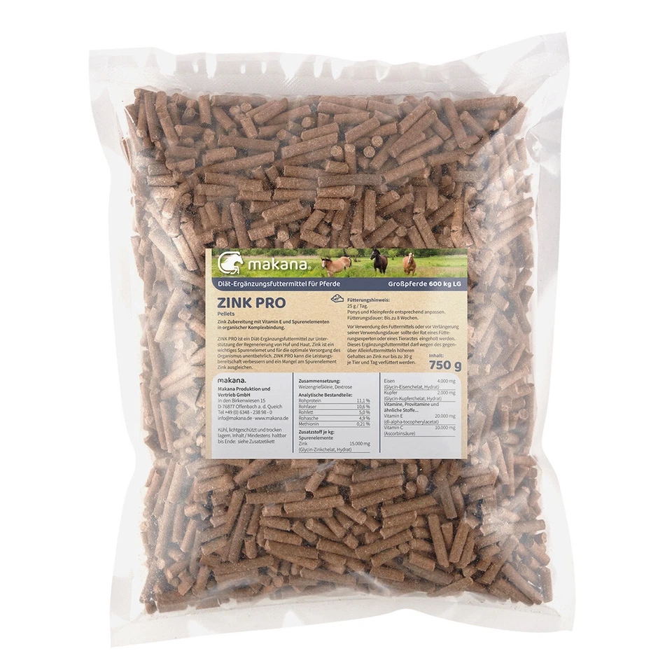 Makana Zink PRO Pellets mit Vitamin E 750g Beutel für Pferde
