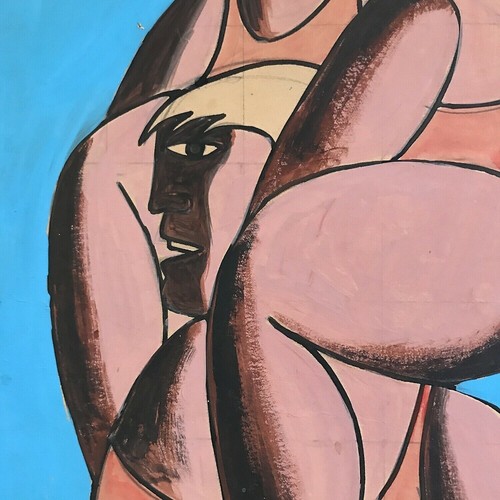 'THE SURFERS' ORIGINAL 1980 ACRYLIC ON BOARD PAINTING BY GEORGE WILLIAM BELL - Picture 4 of 5