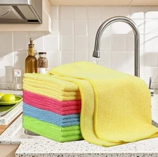Microfiber Cleaning Cloth Packs of 12 - Reusable 12 x 12 Multiple Colors