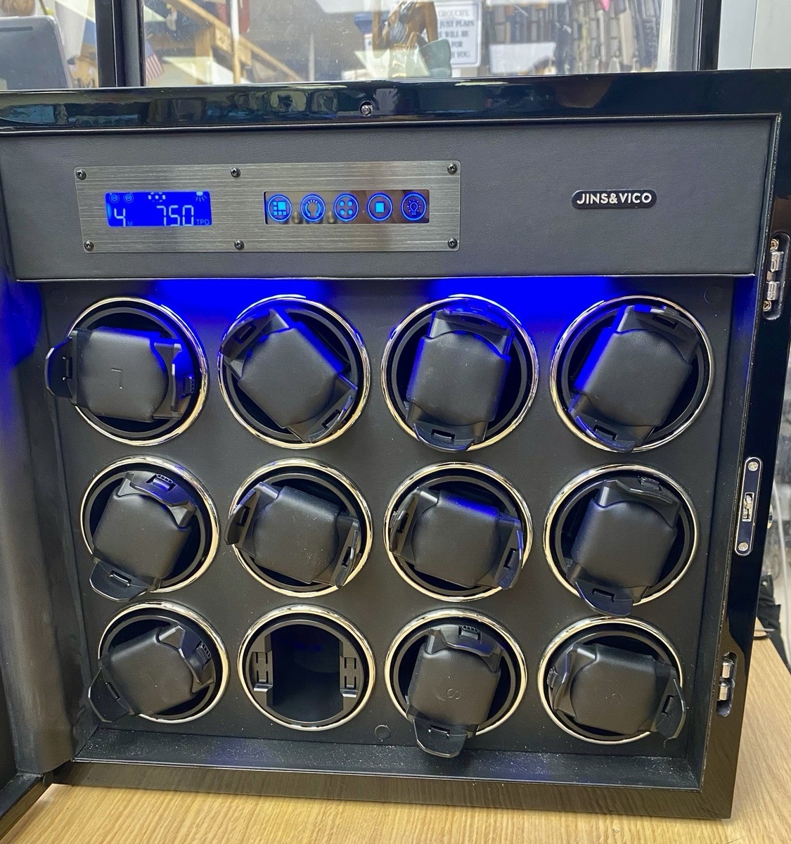JINS&VICO 12 Slot Watch Winder Carbon Fiber Shell – 8 Working