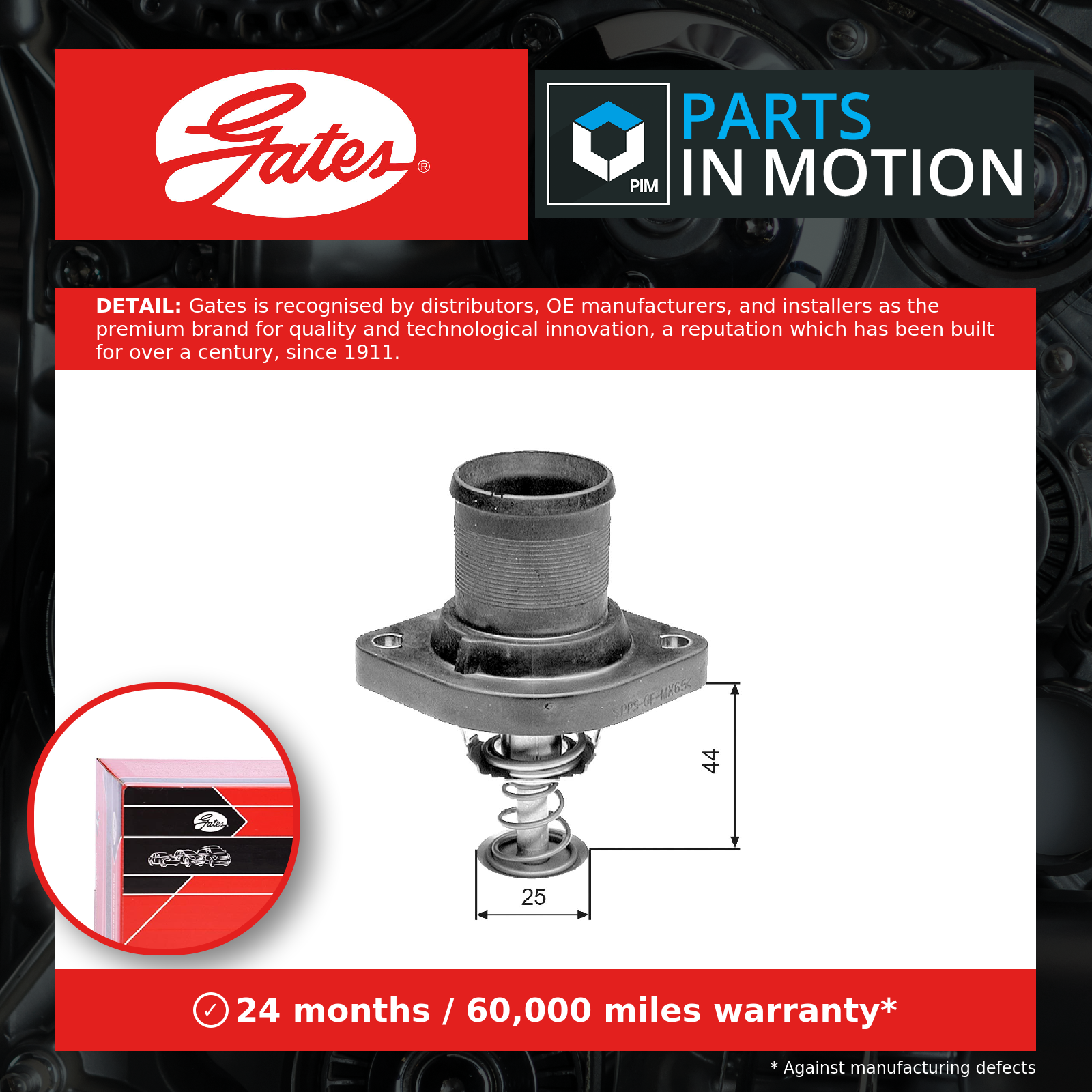 Thermostat with housing TH24989G1 GATES for PEUGEOT CITROËN FIAT LANCIA - Image 4