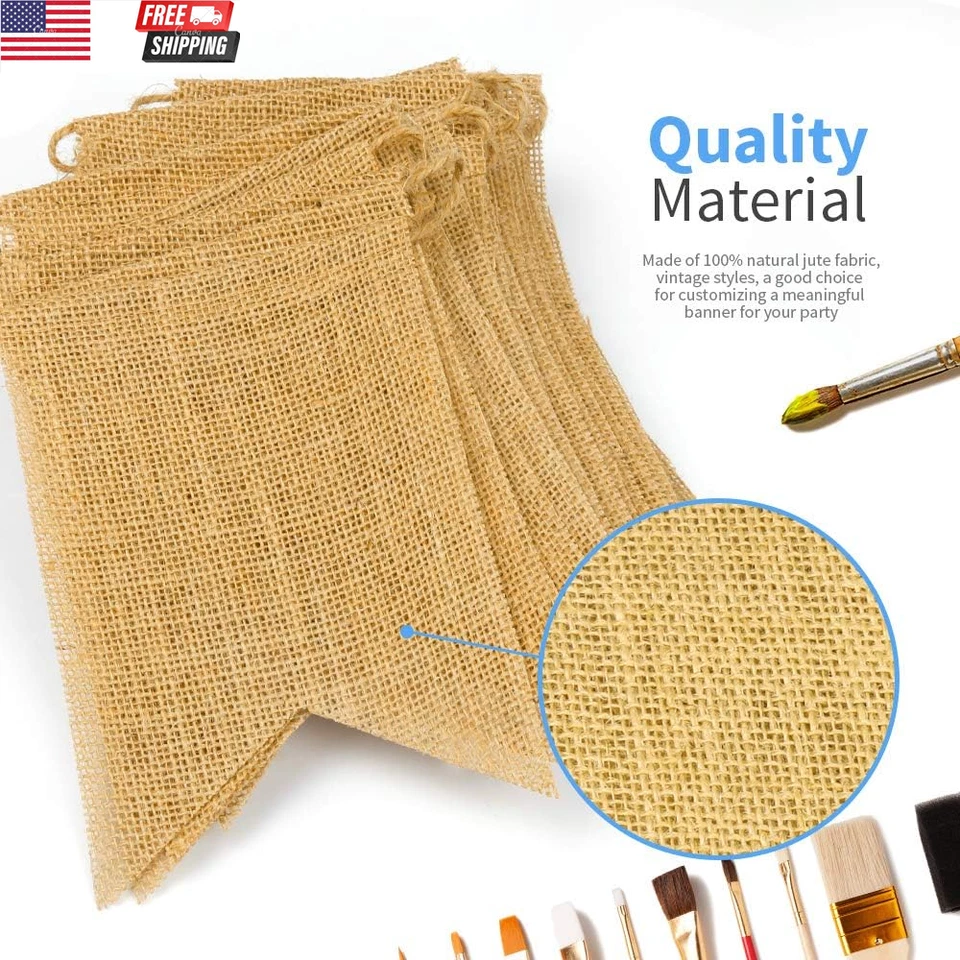 48 piezas pancarta de arpillera, bandera cola de golondrina de 30 pies, decoración hágalo usted mismo para vacaciones, boda Foto 4 de 4