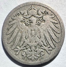 1891-F Germany Empire 5 Pfennig, VG Low Mintage! Better Date