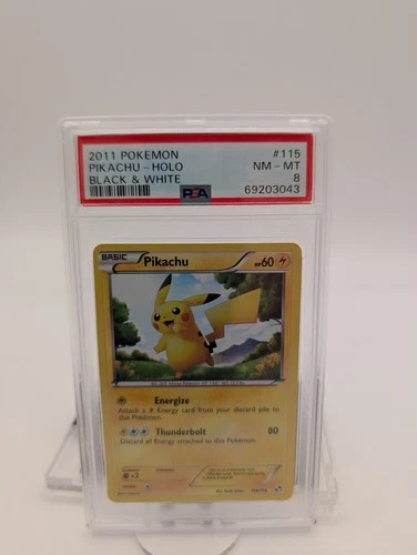 Pikachu - 115/114 -  Black & White - Holo -PSA 8