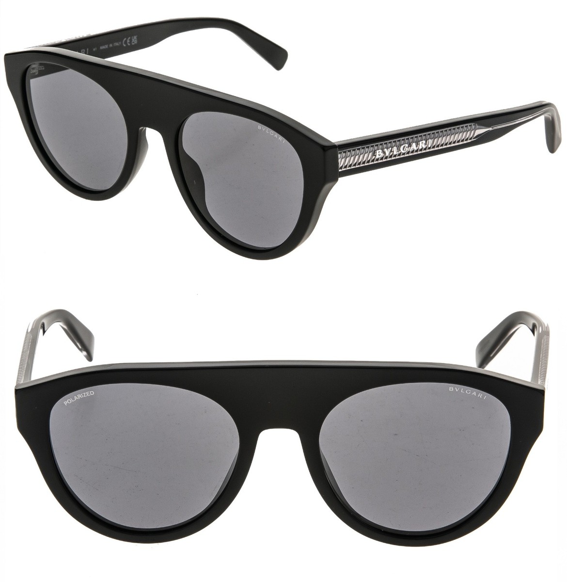 BVLGARI BV40054I TUBOGAS Black Men Aviator POLARIZED Sunglasses