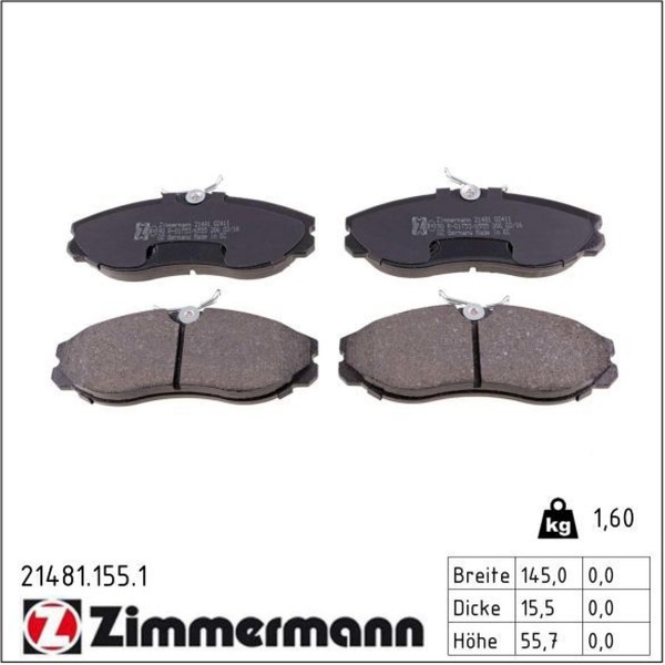 1X Zimmermann 21481.155.1 Bremsbelagsatz FüR Ford Maverick UDS UNS-image