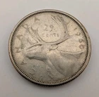 Canada 1960 25 Cents 25c Canadian Caribou Quarter Coin - 80% Silver - ASW .150oz