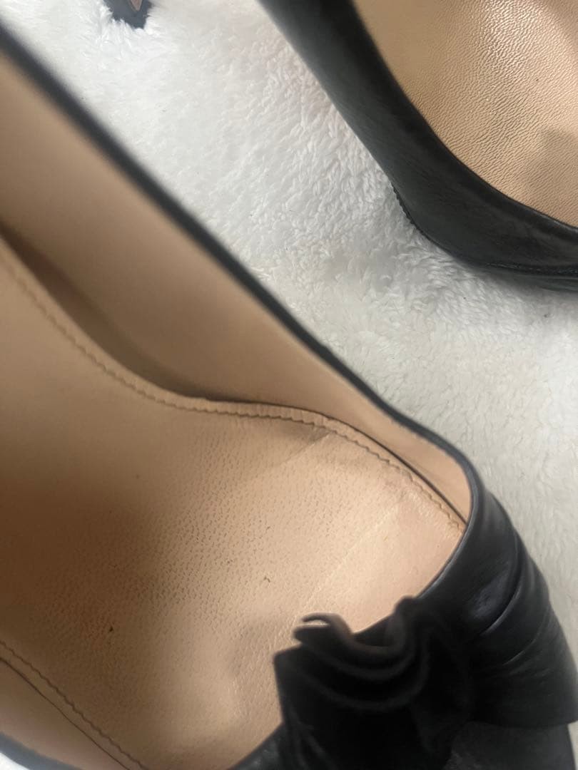 PRADA Women's Pumps Open-Toe Size:34.5/JP:21.5 Leather Black 135139K Authentic thumbnail 5