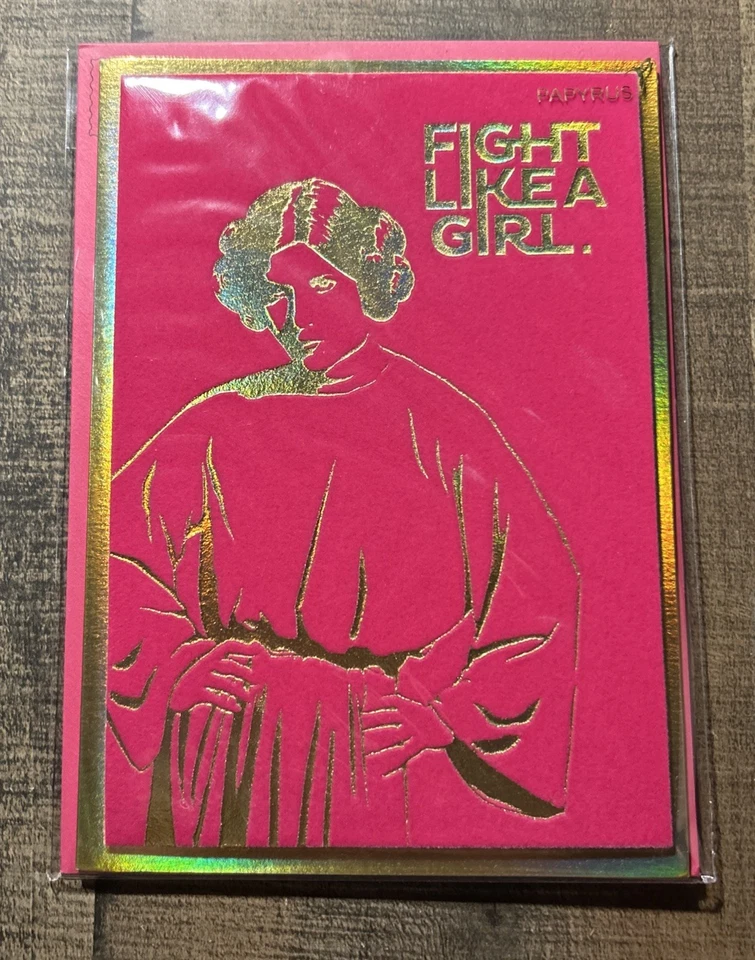 Tarjeta Papyrus - Star Wars Star Girl - “Fight Like A Girl” - En blanco por dentro - ¡Nueva!! Foto 2 de 4