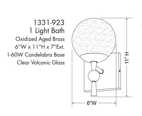 Minka Lavery 1331 Populuxe 1 Light 11" Tall Bathroom Sconce - Oxidized Aged - Picture 8 of 8