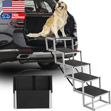 Dog Stairs for Large Dogs - 5 Step Foldable Dog Ramp for Car Non-Slip Surface