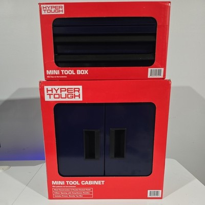 Hyper Tough Mini Tool Cabinet & 2 Drawer Tool Box Storage Bundle Set - BLUE NEW