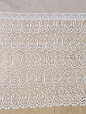 VINTAGE CURTAIN DRAPE SCARF PANELS & VALANCES WHITE CREPE POLYESTER 71" X 4O"
