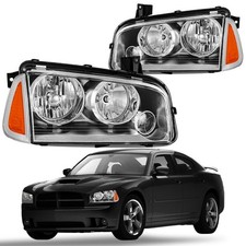 Pair Headlights Left Right For 2006-2010 Dodge Charger Chrome Wbulbs Pair Headlights Left Right For 2006-2010 Dodge Charger Chrome Wbulbs