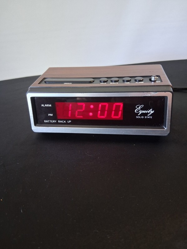 Vintage Equity Faux Wood Grain Alarm model 1016  Tested Working